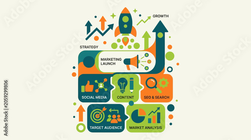 Bild auf Leinwand Marketing Strategy Business Growth Concepts.