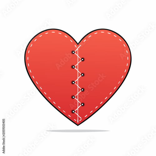 Stitched Red Heart Symbol