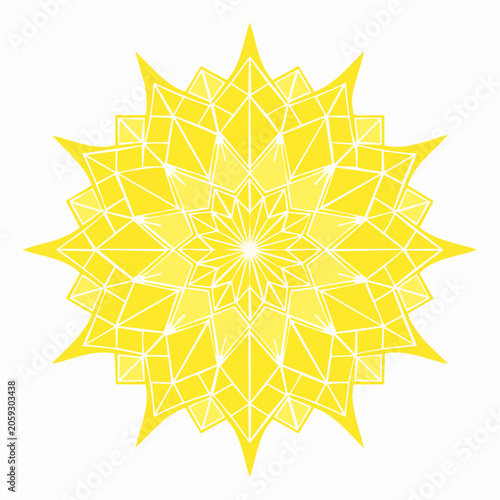 Yellow Geometric Sunburst Mandala