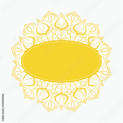 Yellow Mandala with Oval Frame