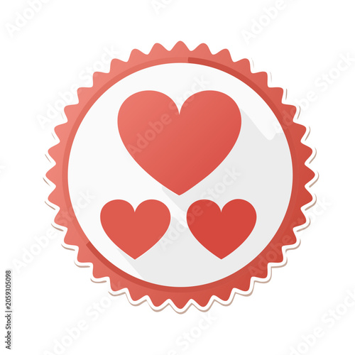Red heart badge with transparent background