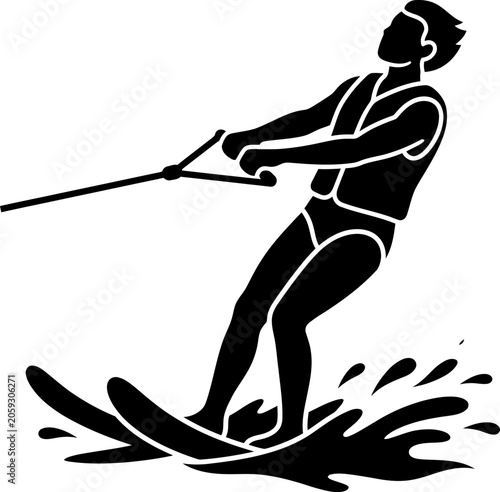 Принти на полотні Man water skiing on a lake with a rope  recreational activity
