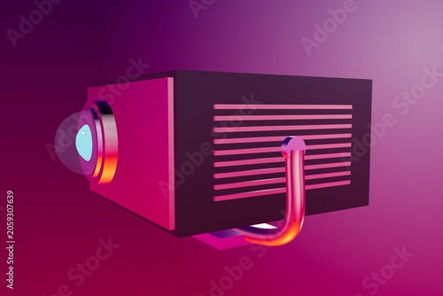 Fotografía Premium Luxury Smart Home Theater Projector with Gold and Chrome Metallic Finish