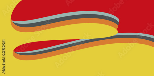 Konstfotografi Layered colorful waves on red and yellow background