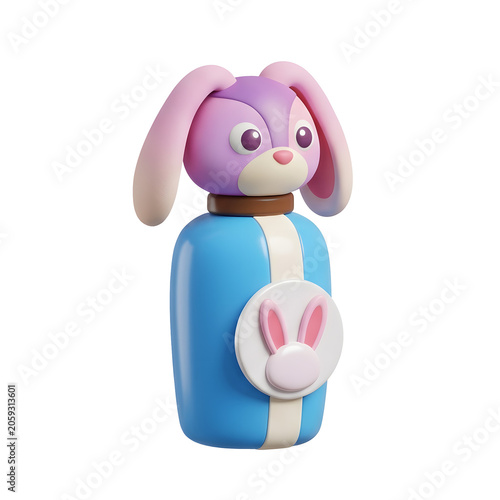 Cartoon 3D piggy bank with coin slot