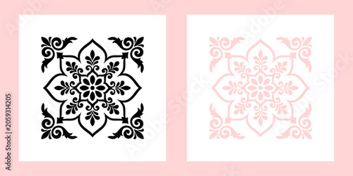 Elegant Floral Mandala Vector Ornament For Ceramic Tiles Floor Decoration Template