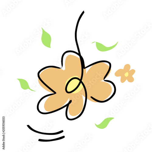 vector illustration of a green leaf and orange flower