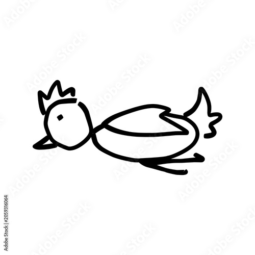 simple line art of a sleeping chicken