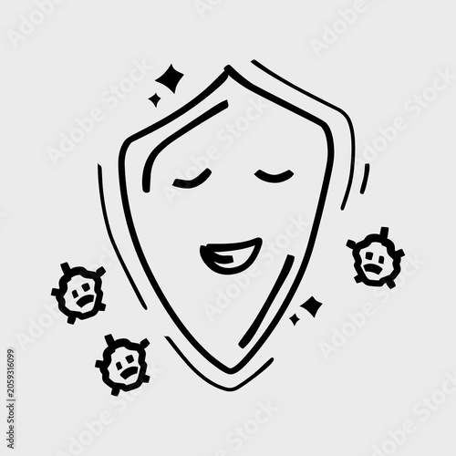 line of a shield with a virus