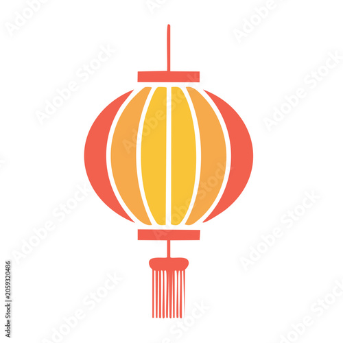 Red and Yellow Paper Lantern with Tassel