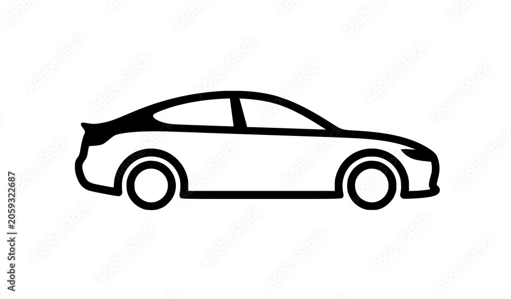 Fototapeta premium Modern Car Side View Icon Vector – Automotive Vehicle Logotype Symbol