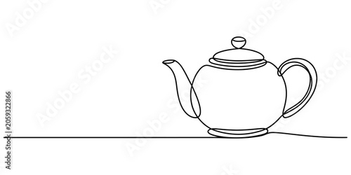 Fotografie Continuous single line drawing of a tea pot
