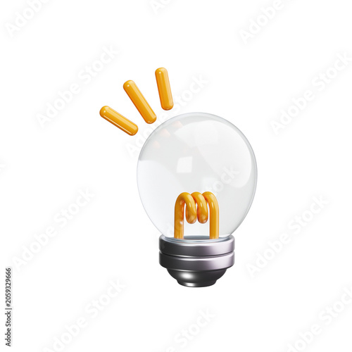 Light bulb 3d render icons
