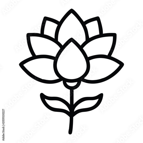 Botanical dahlia flower line art vector illustration with delicate petals and clean contour drawing