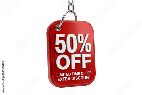Red 50 percent off sale tag