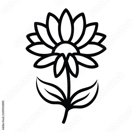 Elegant dahlia flower outline vector illustration with detailed floral petals and botanical line art design