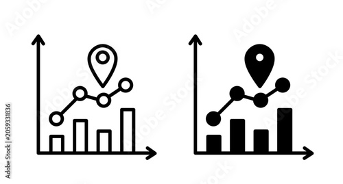 Business Analytics Dashboard Icon Set with Location Pin Graph Chart and Data Visualization Symbols