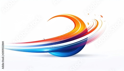 Dynamic 3D sphere logo with swirling colorful waves.