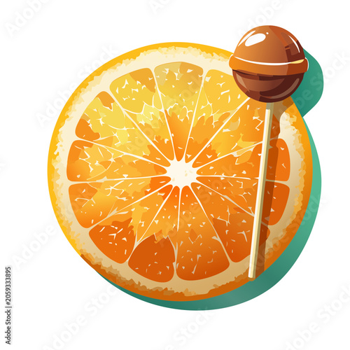 Orange slice with lollipop illustration