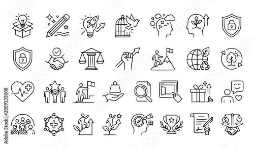 Photos 27 Core Values and Business Ethics Outline Icon Set Vector EPS 10