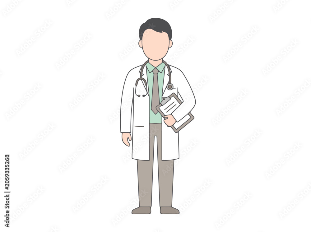 Fototapeta premium Professional medical physician standing wearing a lab coat with a stethoscope and holding a patient file to demonstrate healthcare concepts for clinics and hospitals during daily routine
