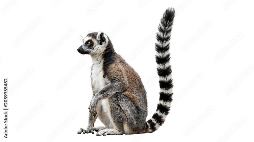 Fototapeta premium Ring Tailed Lemur Isolated on White Background