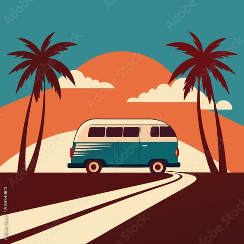 Retro car on the beach
