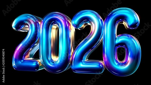 Shiny Blue 2026 New Year.