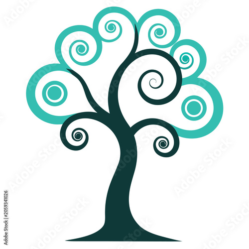 Abstract tree with snowflakes