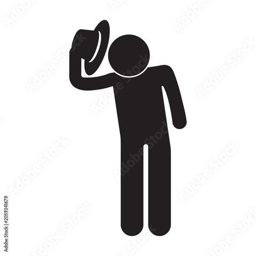 flat icon vector of person raising hat in salute