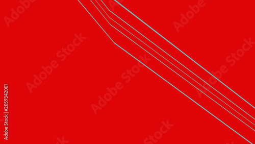 Bild auf Leinwand Red background with multiple thin cyan lines diagonally crossing