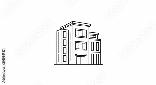 Modern office building icon or architectural design element