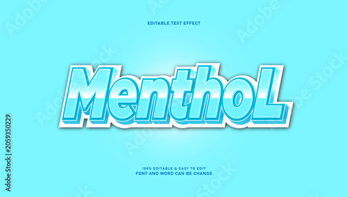 Fotografía Menthol editable text effect, fresh ice blue 3d text style vector