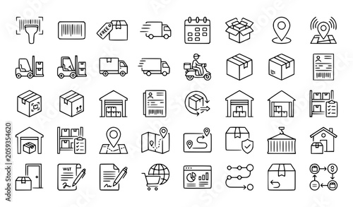27 Delivery and Logistics Outline Icon Set Vector EPS 10