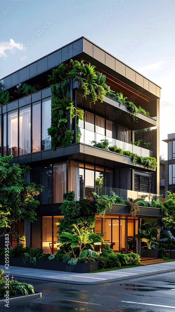 Fototapeta premium Modern House with Greenery.