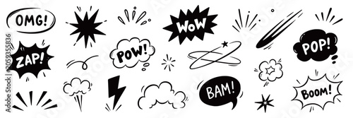 Fotografie Comic boom icon cartoon set
