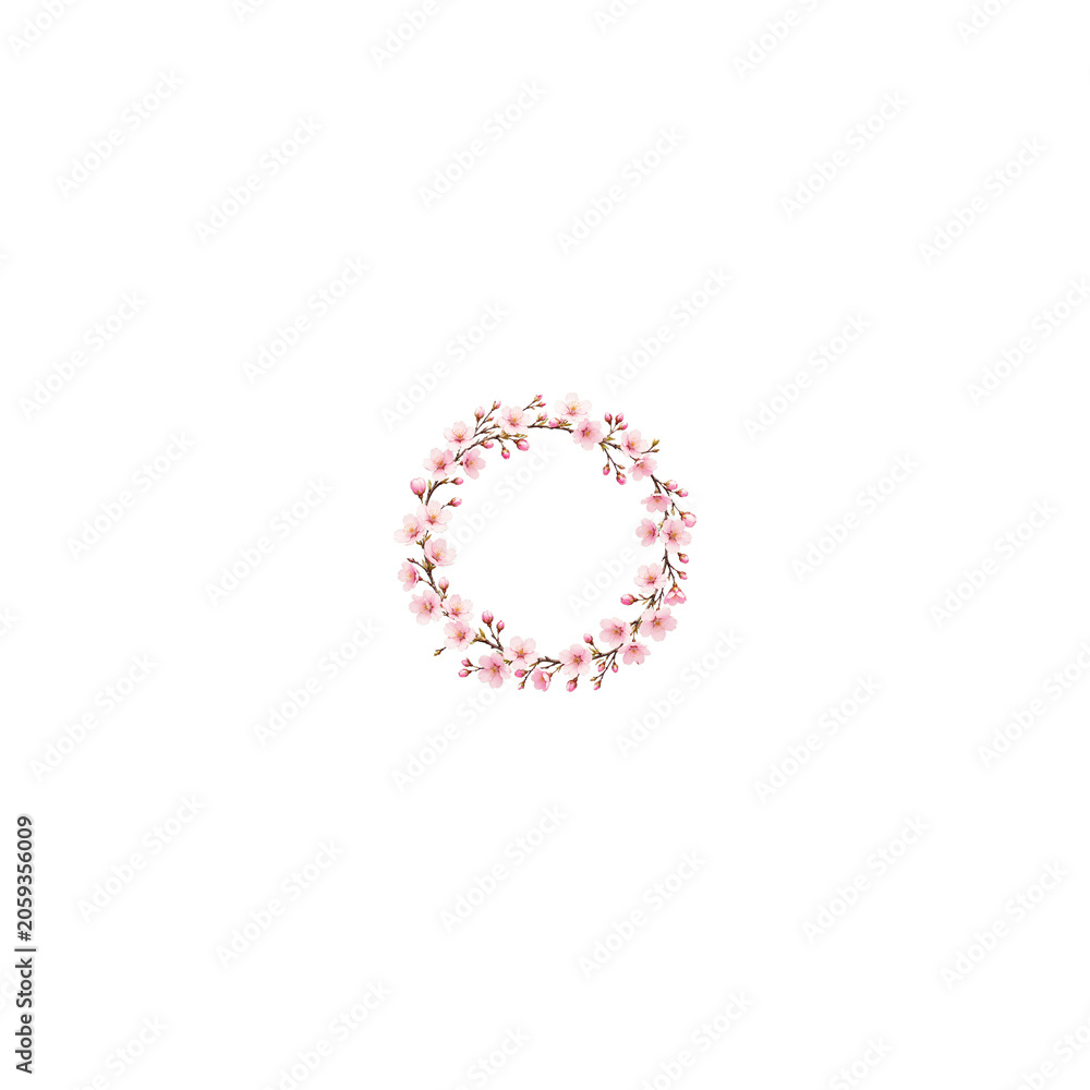 Fototapeta premium Circular Cherry Blossom Wreath Transparent PNG Sakura Floral Frame