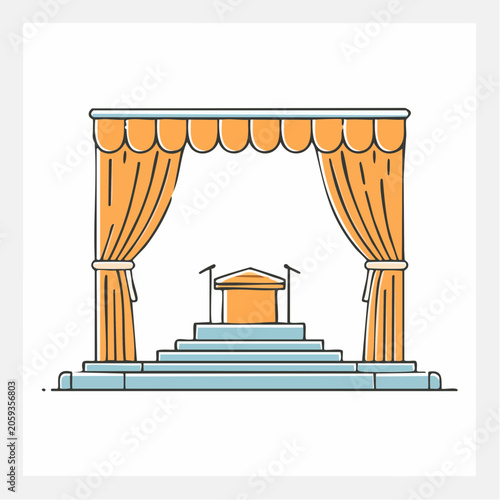Stage with Podium and Curtains