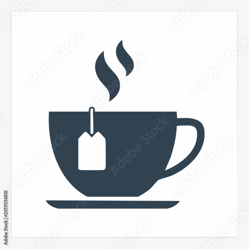 Steaming Cup of Tea with Tea Bag Icon
