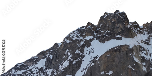 Εκτύπωση καμβά Snow Covered Rocky Mountain Peak With Sharp Cliffs — Isolated Alpine Summit 3D R