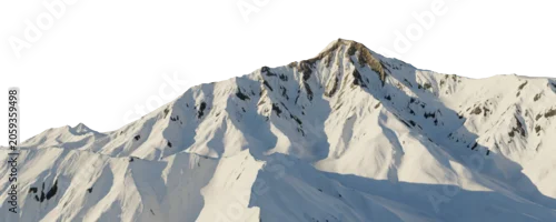 Panel kuchenny z motywem Snowy Mountain Peak Isolated On White Background With Dramatic Ridges And Shadows