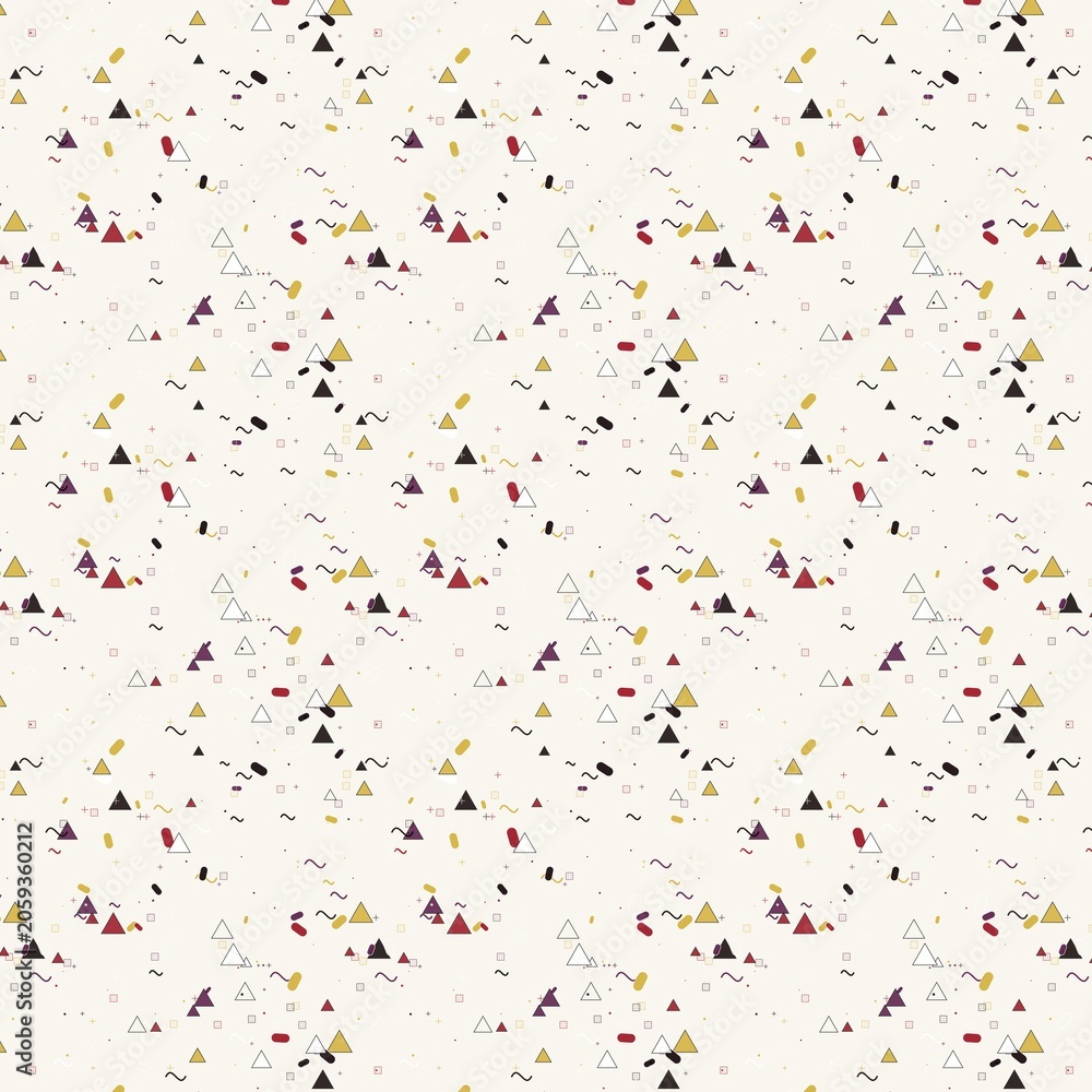 Fototapeta premium Confetti elements featuring small shapes and abstract marks scattered across a clean surface represent a celebratory mood.
