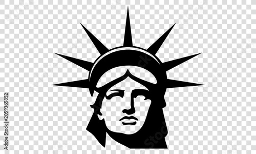 Silhouette illustration of the iconic Statue of Liberty head and crown vector