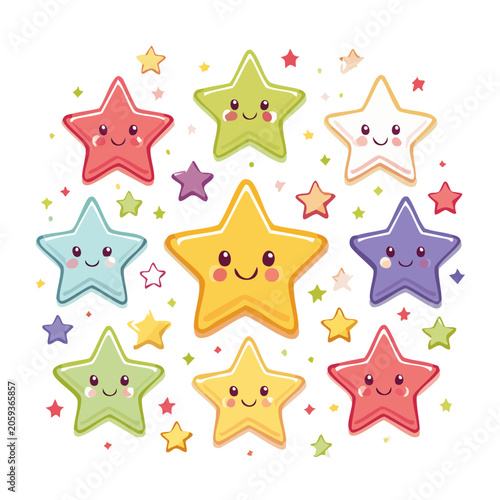 Colorful Cute Cartoon Star Characters Illustration
