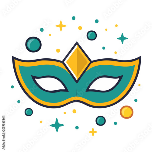 Colorful carnival mask with diamond and stars illustration