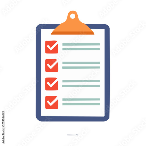 Flat design clipboard with checklist and checkmarks