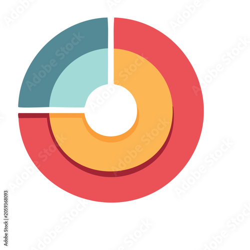 Flat design donut chart icon with transparent background