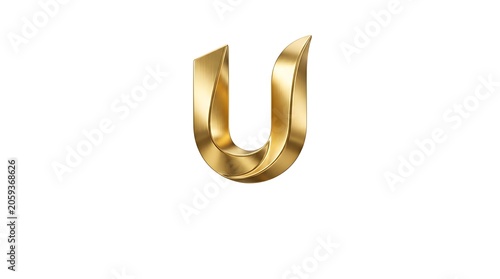 Modern golden letter U logo with smooth flowing metallic curves and polished reflections on a clean white background, an elegant minimalist monogram ideal for premium tech, finance, fashion, wellness 