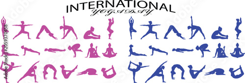 International yoga day silhouette posters