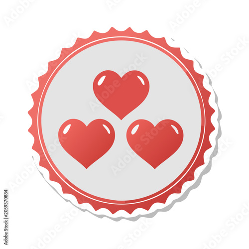 Red heart icons in circular badge
